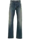 Givenchy Logo-plaque Distressed Straight Jeans In Blue