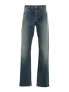 Givenchy Logo-plaque Distressed Straight Jeans In Dark Wash