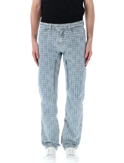 Givenchy Straight Fit Denim Trousers With Zip In Clear Blue