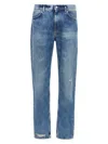 Givenchy Washed Denim Tapered Leg Jeans With Contrast Stitching In Blue
