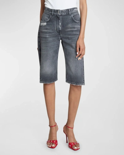 Givenchy Straight-fit Long Jean Shorts In Black