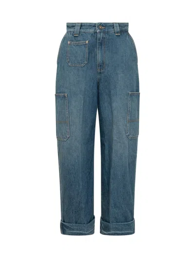Givenchy Straight Leg Cargo Jeans In Blue