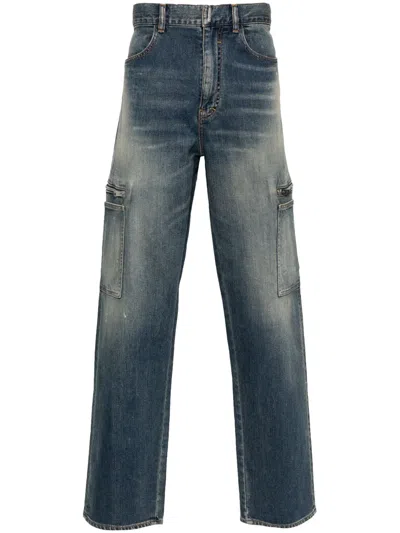 Givenchy Distressed Zip Pocket Jeans In Blue