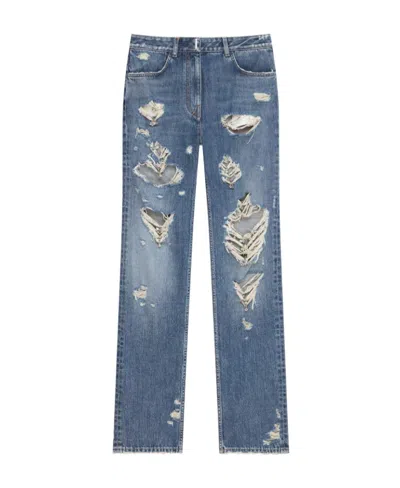 Givenchy Straight-leg Distressed Jeans In Blue