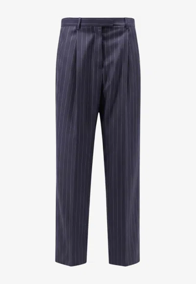 Givenchy Pinstriped Wool Tapered Pants In Blue
