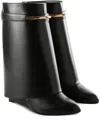 Givenchy Women Black Ankle Boots With Wedge Heels And Logo Plaque On The Side In Leather Woman In Black