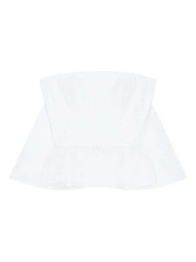 GIVENCHY STRAPLESS EMBROIDERED RUFFLED TOP