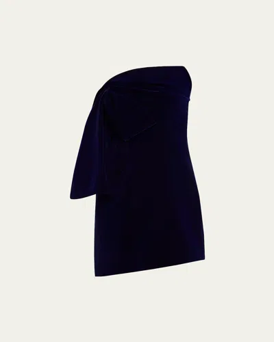 Givenchy Strapless Velvet Bow Mini Dress In Dark Navy