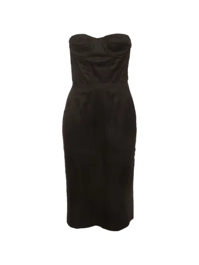 Pre-owned Givenchy Strapless Zip-up Midi Dress In Black