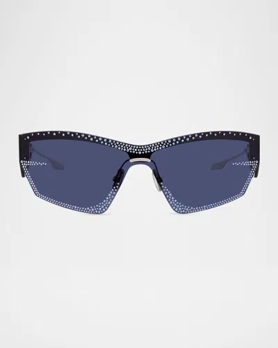 Givenchy Strass Semi-rimless Metal Square Shield Sunglasses In Blue