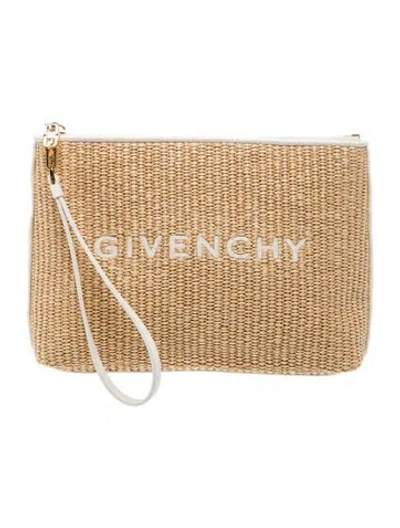 Pre-owned Givenchy Straw Clutch In Neutral