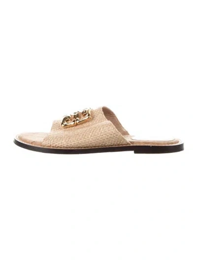 Pre-owned Givenchy Straw Slides In Gold
