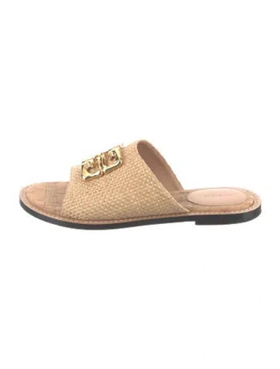 Pre-owned Givenchy Straw Slides In Neutral
