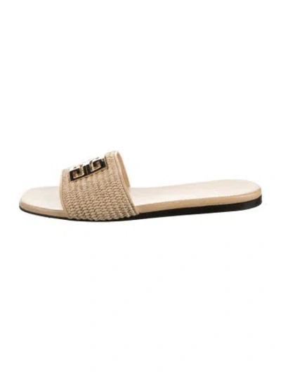 Pre-owned Givenchy Straw Slides In Neutral