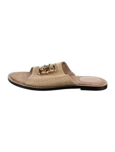 Pre-owned Givenchy Straw Slides In Neutral