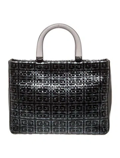 Pre-owned Givenchy Straw Top Handle Bag In Gray