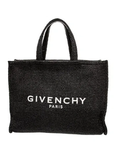 Pre-owned Givenchy Straw Top Handle Bag W/ Tags In Black
