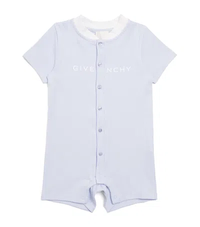 Givenchy Kids' Stretch-cotton Logo Bodysuit In Blue