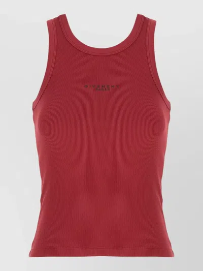 Givenchy Stretch Cotton Sleeveless Ribbed Knit Top In Red