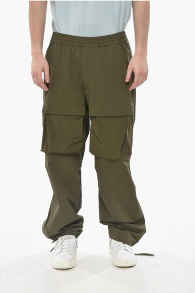 Givenchy Stretch Nylon Cargo Pants With Ankle Drawcord In Green