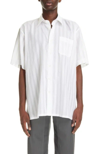 GIVENCHY STRIPE SHORT SLEEVE COTTON BUTTON-UP SHIRT
