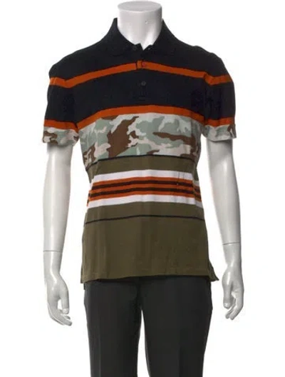 Pre-owned Givenchy Striped Collar Polo Shirt In Black