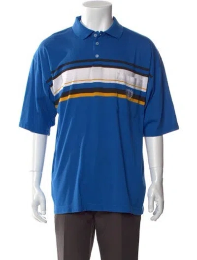 Pre-owned Givenchy Striped Collar Polo Shirt In Blue