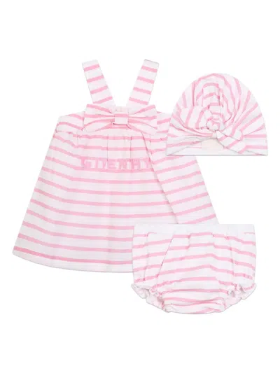 Givenchy Baby Girl's Striped Turban, Dress & Bloomers Set In Pink
