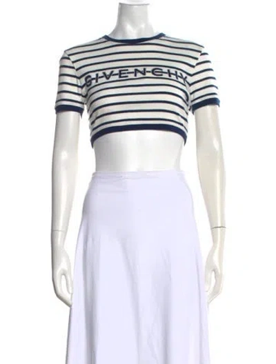 Pre-owned Givenchy Striped Crew Neck Crop Top In Black