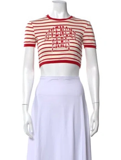 Pre-owned Givenchy Striped Crew Neck Crop Top In Black