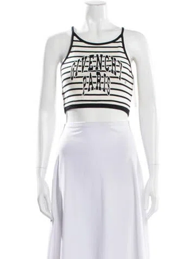 Pre-owned Givenchy Striped Crew Neck Crop Top In White
