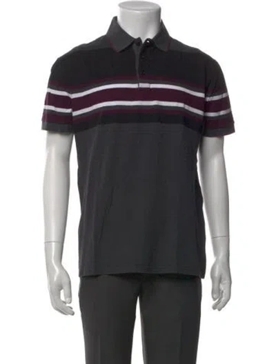 Pre-owned Givenchy Striped Crew Neck Polo Shirt In Black