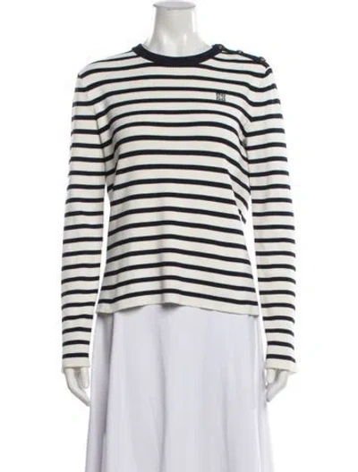 Pre-owned Givenchy Striped Crew Neck Sweater In White