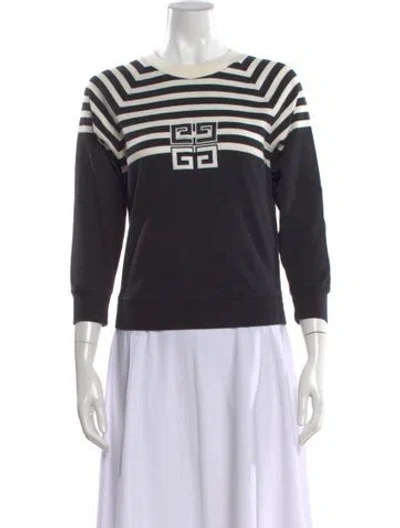 Pre-owned Givenchy Striped Crew Neck Sweatshirt In Black