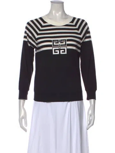Pre-owned Givenchy Striped Crew Neck Sweatshirt In Black