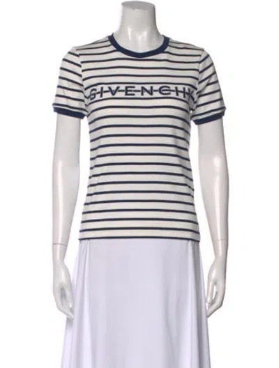 Pre-owned Givenchy Striped Crew Neck T-shirt In White