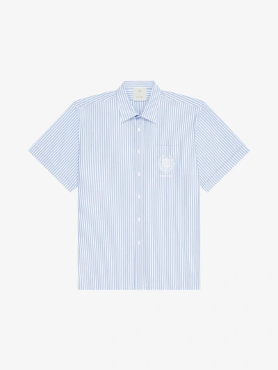 Givenchy Striped  Crest Shirt In Cotton In Light Blue