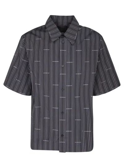 Givenchy Striped Logo Black Shit In Grey