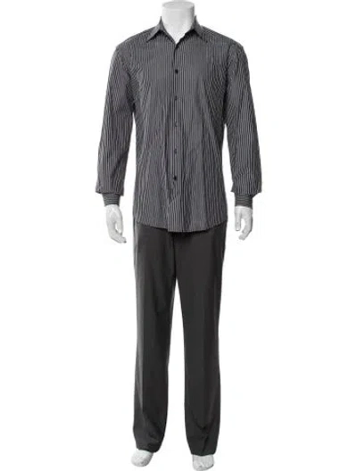 Pre-owned Givenchy Striped Long Sleeve Dress Shirt In Black