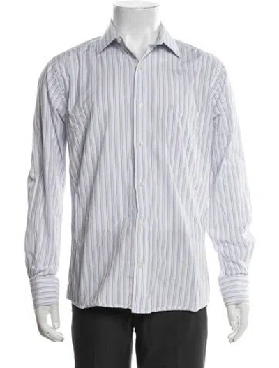 Pre-owned Givenchy Striped Long Sleeve Dress Shirt In Blue
