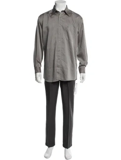 Pre-owned Givenchy Striped Long Sleeve Dress Shirt In Gray