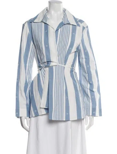 Pre-owned Givenchy Striped Long Sleeve Top In Blue