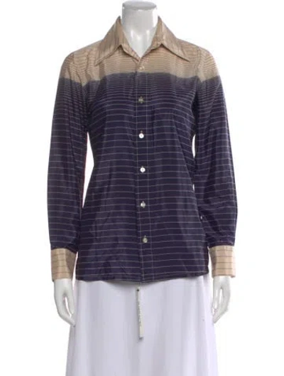 Pre-owned Givenchy Striped Long Sleeve Top In Blue