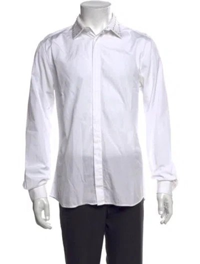 Pre-owned Givenchy Striped Long Sleeve Tuxedo Shirt In White