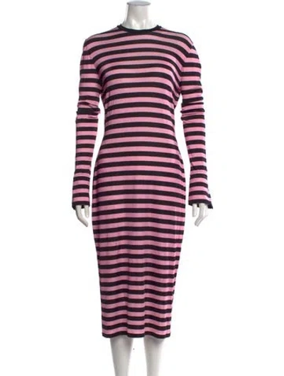 Pre-owned Givenchy Striped Midi Length Dress In Black/pink