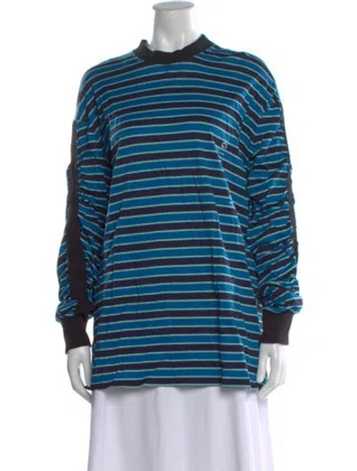 Pre-owned Givenchy Striped Mock Neck T-shirt In Blue