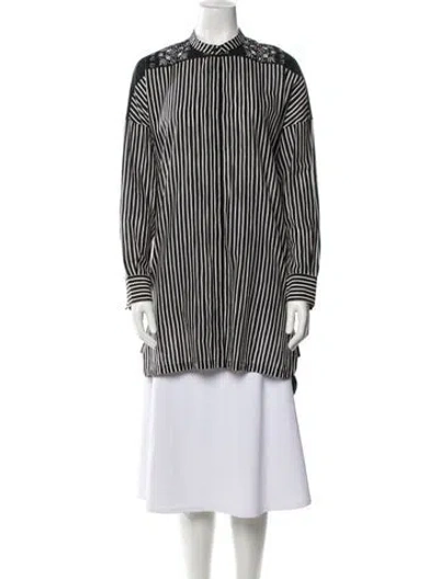 Pre-owned Givenchy Striped Mock Neck Tunic In Black