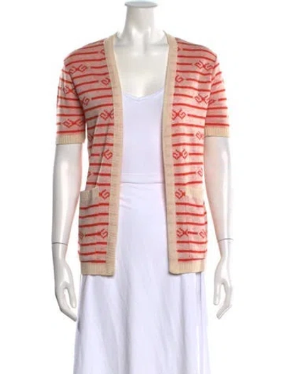 Pre-owned Givenchy Striped Open Front Sweater In Pink