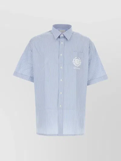 Givenchy Logo Embroidered Striped Shirt In Azzurro