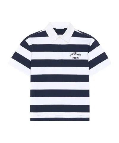 Givenchy Striped Polo Shirt Short Sleeves Collar In Blue